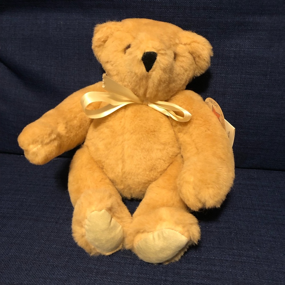 NWT VT The Vermont Teddy Bear Co 12" Jointed Tan Teddy Bear